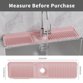 WAFT YEARN 24"X5" Silicone Faucet Splash Guard,Water Catcher Mat,kitchen Sink Splash Guard,draining Mat,Sink Faucet Mat,water Splash Guard For Kitchen,Bathroom, Laundry Room, Farmhouse, Bar & RV Pink