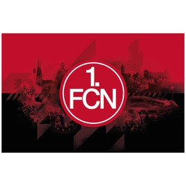 FC Nuremberg FCN Hoisting Flag 140 x 90 cm with Black Carabiners I Red/Black I Original Product - Flag Club