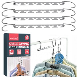 SOL 4pk Space Saving Hangers for Clothes, Create Up to 6x More Wardrobe Space with Magic Space Saving Hangers Hanger Heros, Wardrobe Hangers Clothes Hangers Space Savers - Hangs up to 24x Items