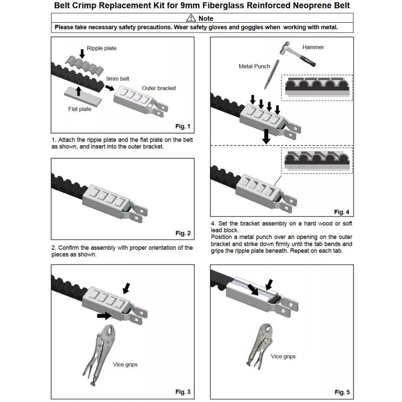 Guardian GU-0011 Belt Crimp Splice Kit 11mm Belt Garage Door