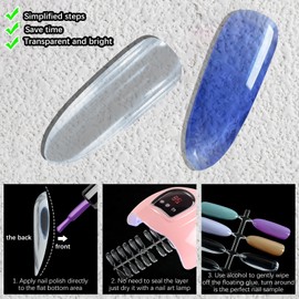 240PCS Long Almond Nail Display Tips,Solid Clear Acrylic Nail Color Swatches for Nail Art Design Pattern Practice and Nail Display