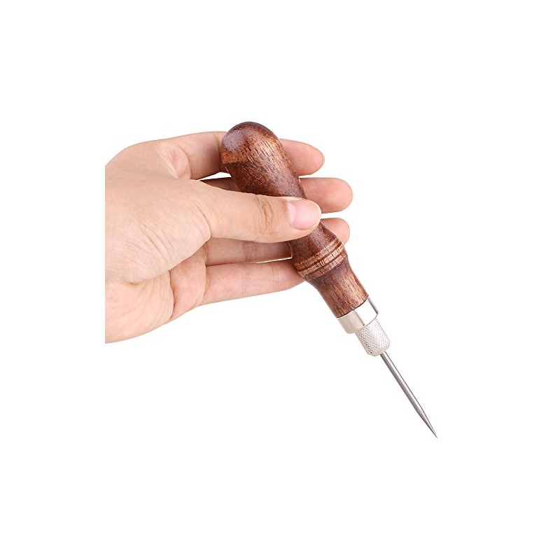 Stitching Awl, 4 in 1 Wooden Handle Leather Stitching Sewing