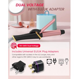 Ukliss Mini Curling Iron for Short Hair - Travel Curling Iron Dual Voltage, Fast Heating in 30s, 5 Temp Settings (250°F-390°F), Auto Shut-Off, Small Barrel for Bouncy Curls (Black-Travel)