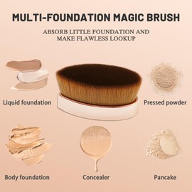 COSTICA Foundation Brush 2 Pack Foundation Makeup Brush, Flat Top Flawless Foundation Brush for Liquid Makeup, Kabuki Brush for Blending, Liquid, Cream or Flawless Powder with Portable Case(White)