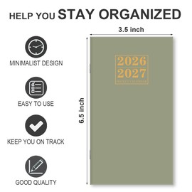 2026-2027 Pocket Calendar for Purse – Mini Monthly Planner from January 2026 to December 2027, 2 Year Monthly Calendar for Organizing & Planning, 3.5" x 6.5", Purple
