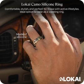CLASSIC RING - CAMO 9 Lokai Silicone Ring for Men & Women, Size 9: 18.9mm Circumference (Camo) - Ultra Comfort, Premium Silicone Rings for Active Lifestyle & Wedding Bands - Durable & Breathable Rubber Rings