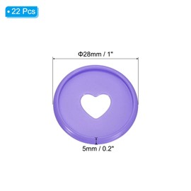 PATIKIL 35mm 1" Purple Plastic Round Heart Shape Book Binding Discs, 22 Pcs Discbound Expansion Discs Plating Binder Rings for DIY Notebook Planner