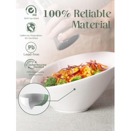 DOWAN 23 OZ Slanted Salad Bowls of 2 Packs - 9.5" Angled Serving Bowls for Salad, Fruit, Snacks - Ceramic White Bowls for Restaurant, Daily Use - Dishwasher & Microwave Safe