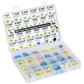 Metallized Polyester MKT PET Film Box Capacitor Assortment Kit, 235 pcs, 24 Values, 63V, 1nF to 1uF