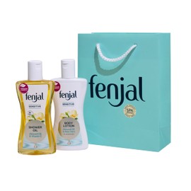 Fenjal Sensitive Cleanse & Hydrate Gift Set | Shower oil - 225ml | Body Lotion - 200ml|Perfect Blend of Fresh Lily and Apple Jasmine with Sparkling freshness of Lemon