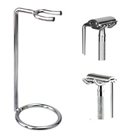 SATOMO Stainless Steel Shaving Razor Holder Shaving Stand for Men Storage, Stable Design, Great Gift (Silver)