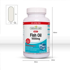 Natures Aid Fish Oil 1000mg | Omega 3 (180mg Epa & 120mg Dha) | Made In The Uk, 240 Softgels For The Price of 180, 240 Capsules