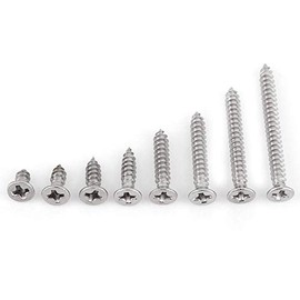 Juego de Tornillos Autorroscantes 200pcs / Set Tornillos de Metal de Acero Inoxidable Ss304 Pan/Flat/Truss Head m3 6mm ~ 30mm Surtido Hardware de Sujetadores ( B: Flat head )