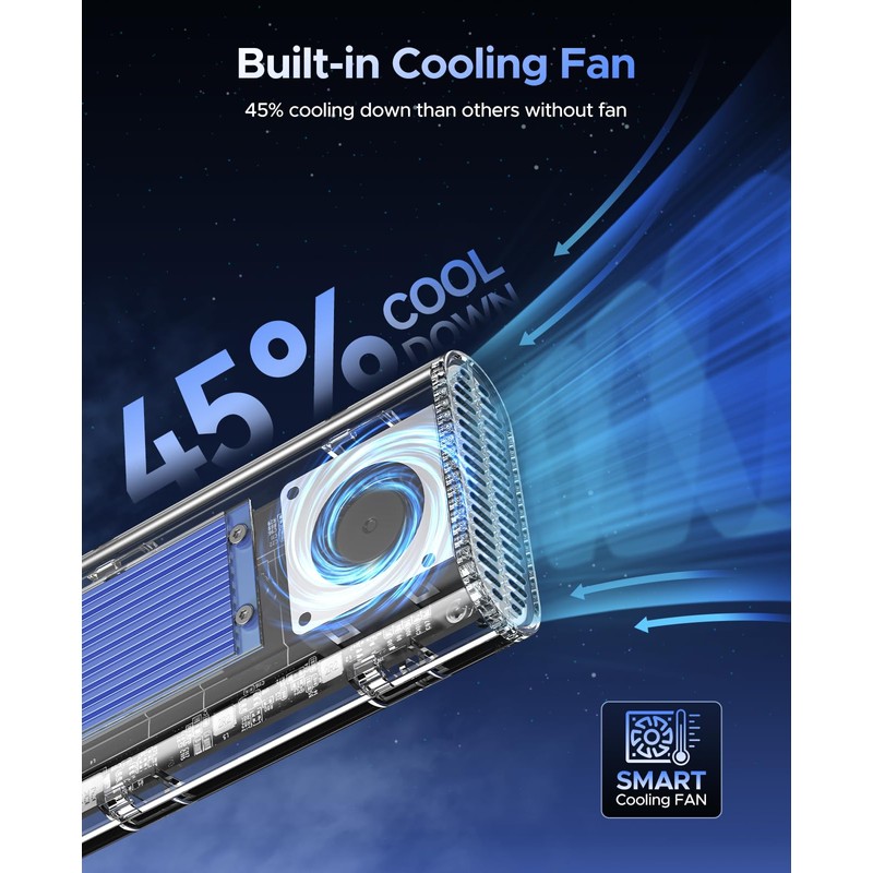 ORICO 40Gbps M.2 NVMe SSD Enclosure with Built-in Cooling Fan,