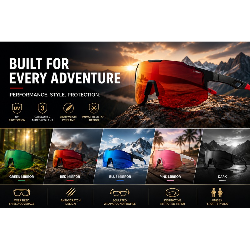 Performance Shield Sunglasses for Men & Women – Lightweight Wraparound