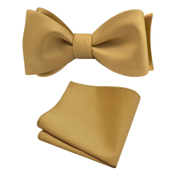 GUSLESON Tan Bow Tie Mens Plain Solid Khaki Self Tie
