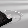 Ganquya Sterling Silver Plated Pink CZ Cherry Blossoms Flower Women