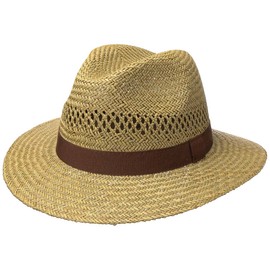 Classic Traveller Straw Hat for Men and Women - 100% Straw Sun Hat - Natural Colour Summer Hat with Brown Grosgrain Band - Sizes S, M, L and XL -