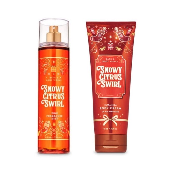 Bath and Body Works - Snowy Citrus Swirl - Fine Fragrance Mist and Ultra Shea Body Cream - Full Size – Winter 2019