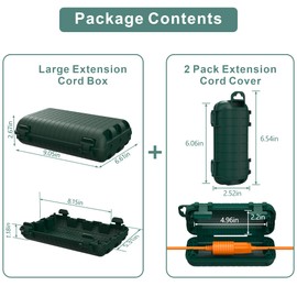 Outdoor Extension Cord Box, 3 Pack Large Waterproof Electrical Box Plug Protector Cable Connection Safety Cover IP54 Water-Resistant for Power Strip, Holiday Light and Decorations, Green