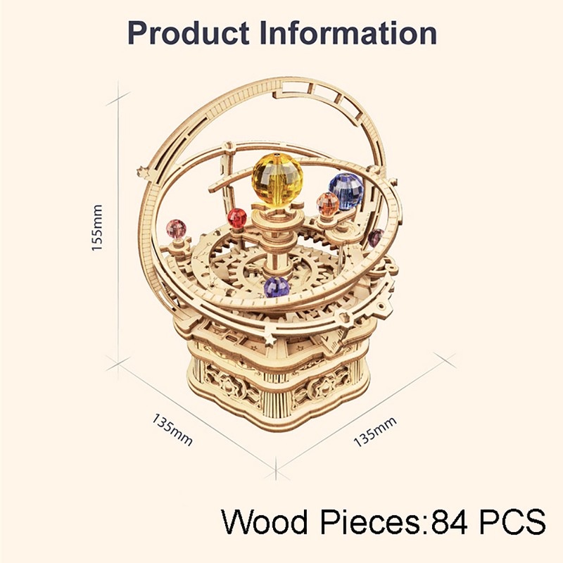 3D Wooden Puzzle DIY Assemble Wooden Model Mechanical Music Box