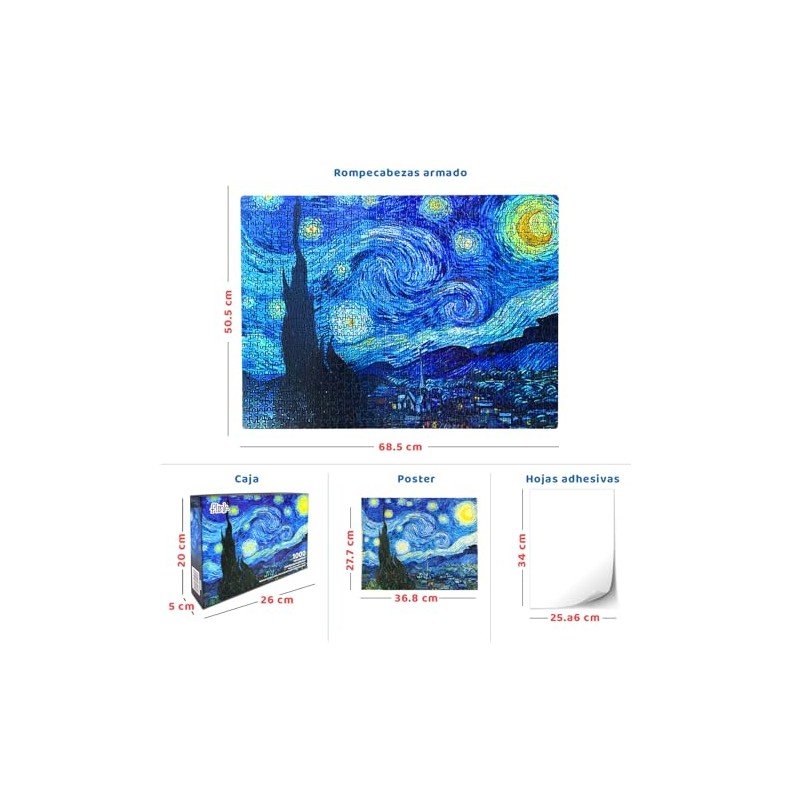 FLINK Rompecabezas Van Gogh, La Noche Estrellada