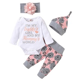 Newborn Baby Girl Clothes Outfits Infant Romper Ruffle Onsies Floral Pants Cute Baby Girl Clothes Set