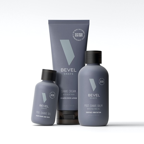 Bevel Shaving Kit for Men - Includes Pre Shave Oil, Shaving Cream, and After Shave Balm, Helps Reduce Skin Irritation and Prevent Razor Bumps