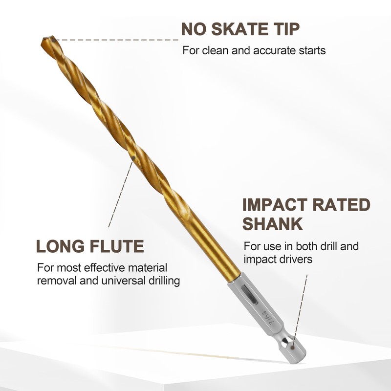 7/64inch Titanium Nitride Coated Drill BIT for DEWALT (DD5107)