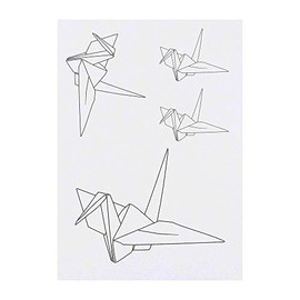 Azeeda 4 x 'Origami-Kranich' Temporäre Tattoos - Wasserfest, Hautfreundlich & Ungiftig · Transfers in Verschiedenen Größen (TO00039949)