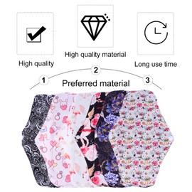 Baluue 7pcs Washable Sanitary Pads with Exterior and Snaps for Portable Storage Bag Included for Travel and Daily Use Random Style