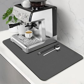 Coffee Mat,Absorbent Dish Drying Mat For Kitchen Counter,Coffee Bar Dish Drying Mat,Coffee Mats Hide Stain Rubber,Easy To Clean Mat,20" x 31.5" Large Dish Drying Pad,Pure Gray
