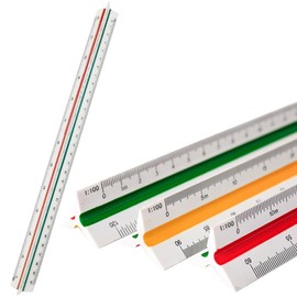 1 PCS Architectural Triangular Scale Ruler Metric 1:100, 1:200, 1:250, 1:300, 1:400, 1:500 Standard 30 CM for Architects, Students, Draftsman and Engineers - Green, Red, Yellow