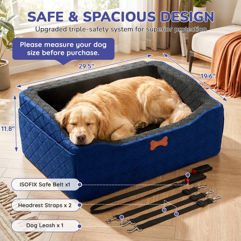 Dog Car Seat for Medium Large Dogs, 4" Elevated Dog