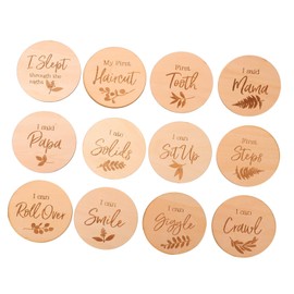 Kisangel 12pcs Creative Milestone Cards for Monthly Growth Birthday Newborn Photo Props for Social Media Memorable Photo Albums