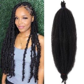 Mscat 30 Inch Long Pre-Separated Springy Afro Twist Hair 8 Packs Natural Black Marley Twist Crochet Braiding Synthetic Hair Extensions (8 Strands/Pack,1B#)