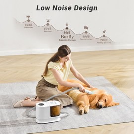 Bunfly Dog Hair Vacuum & Dog Grooming Kit, Powerful 13KPA Pet Grooming Vacuum - 99% Hair Removal Efficiency, 16 Grooming Tools for Pets, Home Cleaning