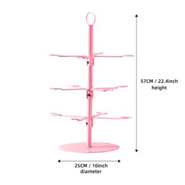 QCBF Cocktail Tree Stand, Wine Glass Display For Drinks, 3 Tier - 12 Holders Champagne Tower Stand For Champagne, Cocktails, Martini, Margarita Cups at Weddings, Bridal Shower (Pink)