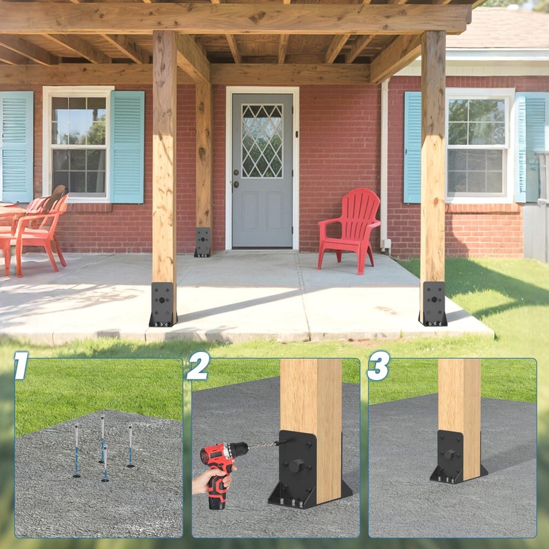 TAYORY 6x6 Post Base 2 Pcs,Inner Size 5.6"x5.6" Post Anchors,