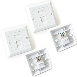 2x Single Port CAT6 IDC Wall Outlet Face Plate - 1 Way RJ45 Network Ethernet Socket - Loops