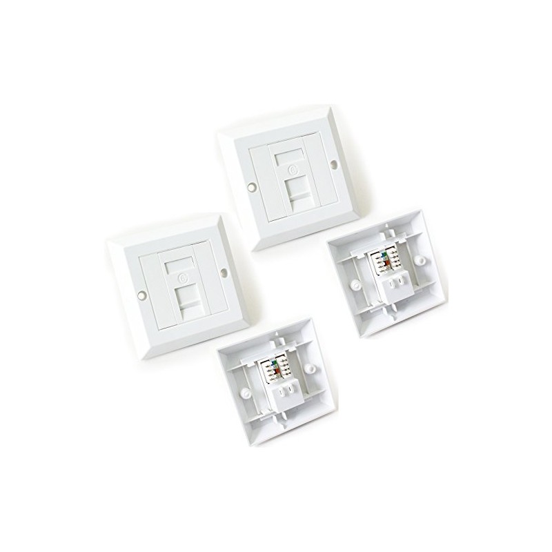 2x Single Port CAT6 IDC Wall Outlet Face Plate -