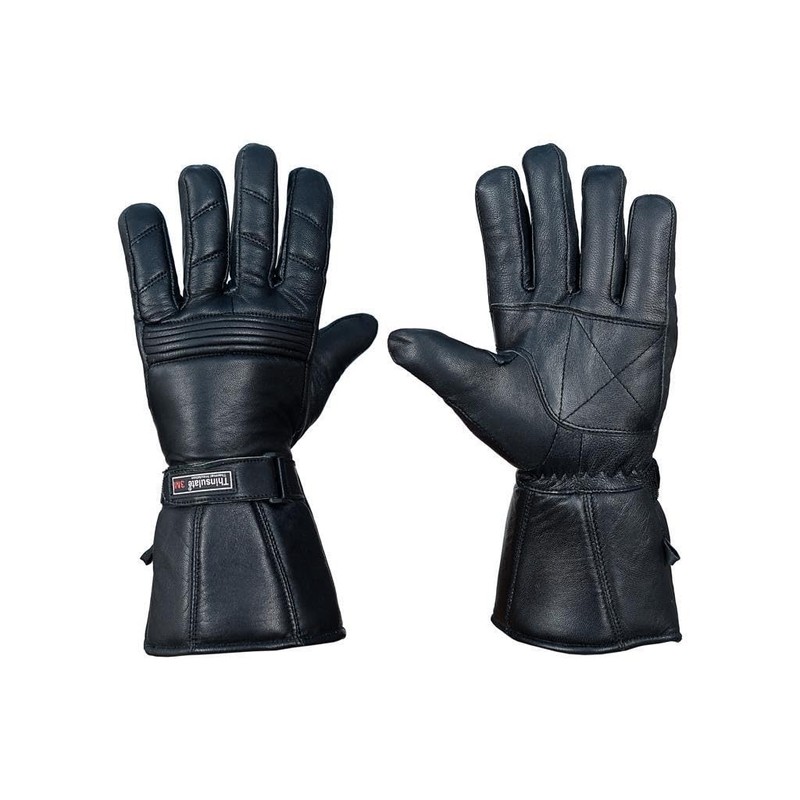 QUALITY WEARS USA Motorcycle Gloves for Men - Leather Gauntlet