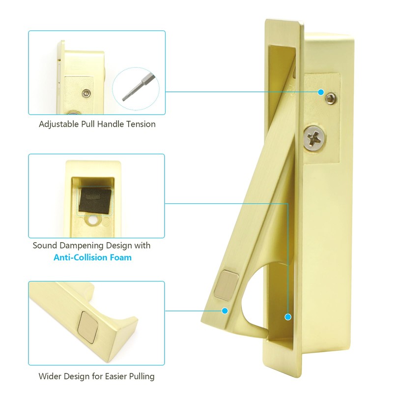 Dontay 2 Pack Pocket Door Pull Handle, Press Finger Edge