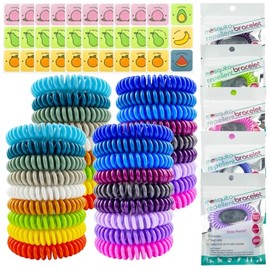 36 Pack Mosquito Repellent Bracelets, Individually Wrapped DEET-Free Insect & Bug Repellent Wrist Bands with 60 Pack Mosquito Patches for Kids & Adults Outdoor Camping Fishing Traveling