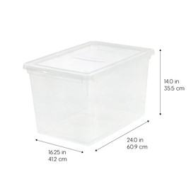 IRIS USA 68 Qt Clear Storage Box, BPA-Free Plastic Stackable Bin with Lid, Containers to Organize Closet Shelves, Clothes, Blankets, Towels, 6 Pack