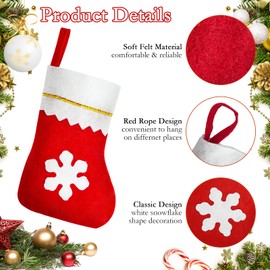 Succwoah 100 Pieces Red Felt Christmas Stockings Bulk 8 Inch Small Christmas Santa Stockings Hanging Xmas Stockings for Winter Christmas Trees Holiday Home Party Decoration(Red with White Trim)