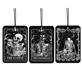 Goth Gothic Car Accessories Gothic Car Air Freshener Hanging 3Pcs Gothic Cars Decor, Skull Overthinker Air Freshener Black Funny Whimsy Goth Gifts for Women Girls(Lavender)