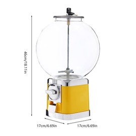 Freestanding Vending Machine Lockable Large Capacity Candy Gumball Dispenser Machine Classic Gumball Bank Commercial Vending Machine Gumball Machines for Kids Child Birthday Christmas Party (Yellow)