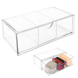 Tikplus Stackable Cosmetic Drawer, Acrylic Box Drawers with Drawers, Transparent Drawer Skincare, Cosmetic Organiser Drawers, Acrylic Make Up Organiser, for Washbasin, Dressing Table