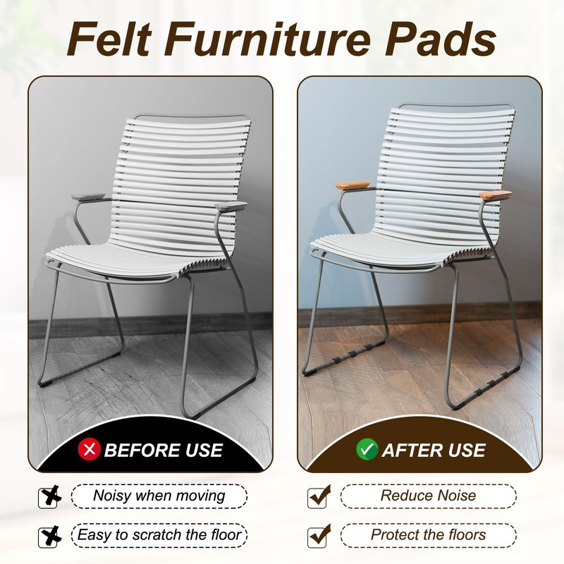 PATIKIL 12Pcs Wrap-Around Felt Furniture Pads, 5.7 x 1.2" Chair